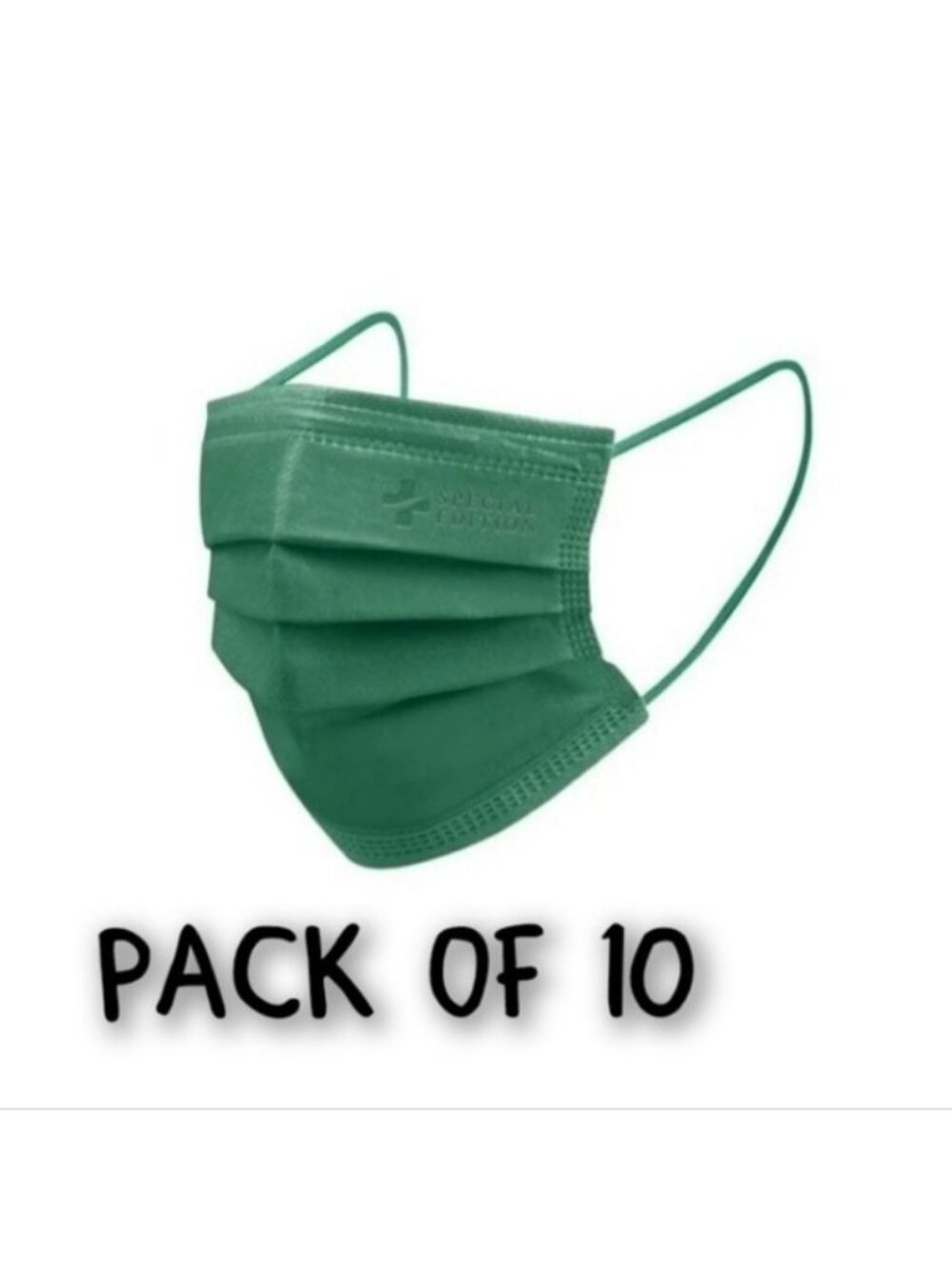 Medic Therapeutics Face masks. PACK OF 10-GREEN-NEW